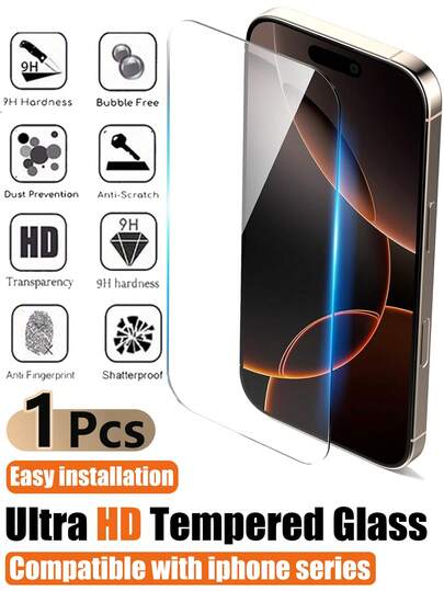 1 片装 - 适用于 16 Pro Max 的屏幕保护膜，第三代钢化玻璃，高清透明，9H 硬度，无气泡，兼容手机壳，触控灵敏，兼容 17 Pro Max/17/17 Pro/16 Pro Max/16/16 Pro/16 Plus/15 Pro Max/15/15 Plus/14/13/12/11，手机配件，日常生活和办公必备。