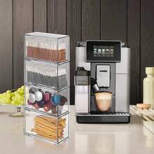 Hộp đựng túi trà bằng acrylic trong suốt 4 ngăn, giá đựng túi trà xếp chồng được dùng trong tủ bếp, hộp đựng viên cà phê và đồ ăn nhẹ trên mặt bàn. - trong suốt - Xem 3