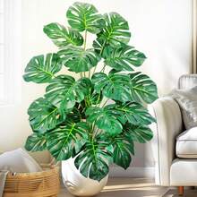 Artificial Monstera Plant, Faux Palm Tree, Plastic Turtle Leaf Green Plant, Home Garden Indoor Office Decor, Large Indoor Artificial Monstera Plant, Home Office Living Room Garden Decoration, Room Decor, Halloween Decor, Back To School, Autumn Decor - Monstera Deliciosa - View 4