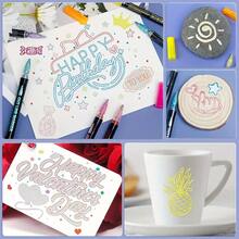 Bút dạ quang hai đường viền kim loại 2026, Bút vẽ hai đường lượn sóng, Bút vẽ kim tuyến ma thuật, Thích hợp cho thiệp chúc mừng, đồ thủ công, áp phích và vẽ tranh. - Nhiều màu - Xem 4