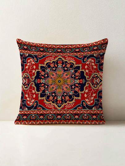 1 pieza Funda de cojín con patrón geométrico bohemio vintage, funda de almohada cuadrada de terciopelo con estampado creativo, adecuada para sala de estar, dormitorio, decoración del hogar, cojín decorativo para sofá, cojín para auto, para todas las estaciones