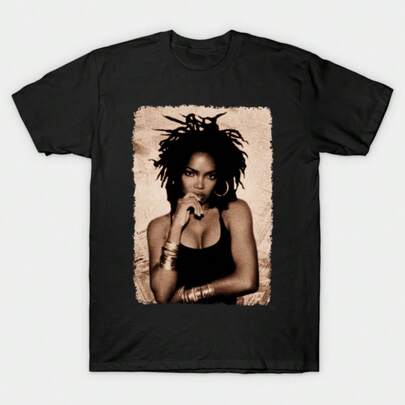 Lauryn Hill 80s 90s Vintage Distressed T-Shirt By Kolovos Comic Is Suitable For Everyday Casual Wear, Comfortable Short-Sleeve Shirt, Suitable For All Seasons, Machine Washable, Men's Clothing, Men's Patterned T-Shirt, Women's Patterned T-Shirt, Men's Apparel, Patterned T-Shirt, Cool T-Shirt, Men's, Men's Clothing, Fun Shirt, Summer Top, Summer, Vacation Outfit, 100% Cotton Black T Shirt, Unisex