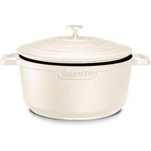 Large Dutch Oven Pot With Lid-7.5QT Cast Aluminum Oven Pot With Two Handles Lightweight For Bread Baking Braising And Roasting(Beige) - Beige - View 1