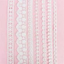 Dây ren trắng 5 thước/lô, ruy băng ren thêu cotton, vải ren móc, phụ kiện may vá thủ công DIY. - Màu xanh (1 cái) - Xem 7