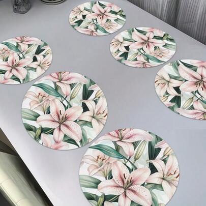 Elegant And Fresh Floral Round/Scalloped Placemats, Gentle And Elegant With A Natural Healing Vibe, Are Available In 1PC, 2Pcs, 4Pcs, 6Pcs, 8Pcs And 300Pcs Packs, Measuring 14.17*14.17 Inches (36*36 Cm). Made Of 100% Polyester Fabric, They Are Machine-Washable, Hand-Washable Or Dry-Cleanable