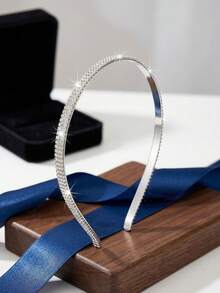 1pc 7mm Width Full Rhinestone Slim Headband, Multi-Color Options, Luxury Sparkling Rhinestone Design, Metal Headband Fits Comfortably Without Slipping, Suitable For Daily Commute, Party, Wedding And Other Occasions, A Versatile And Exquisite Hair Accessory For Women To Create Stylish Looks Travel Accessories Hair Band Hair Hoop - Multicolor - View 10