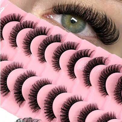 10 Pairs 5D Mink Eyelashes, Criss-Cross Thick & Natural Looking False Eyelash Strips