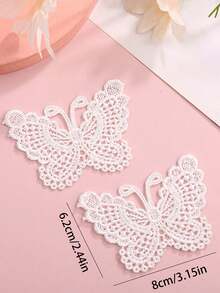 5pcs Washable Butterfly Embroidered Fabric, Lace Flower 3D Embroidery Trims, Suitable For Clothing Accessories, Decorations, Handmade DIY - White - View 6