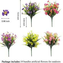 5pcs Outdoor Decorative Artificial Colorful Flowers, UV-Resistant Plastic Fake Plants Shrubs, Suitable For Home Indoor/Outdoor Garden, Balcony, Porch Potted Plants, Suitable For All Seasons - Multicolor - View 3