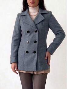 Fleece-Lined Sweatshirt Jacket, Fleece Overcoat, Winter And Autumn Fashion, Elegant Women's Fashion, Fold-Down Collar. - 灰色 - 查看 4