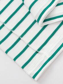 Balabala 儿童条纹T恤 速干透气轻便休闲夏季上衣 2026 - 白綠色調 - 查看 6