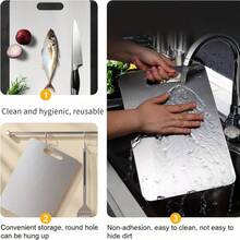 Premium Stainless Steel Kitchen Cutting Board, Upgraded In 2026 To 100% 304 Stainless Steel Construction For Lasting Durability. Features A Non-Slip, Non-Stick Surface And Portable Design Ideal For Cutting Meat And Vegetables. - Bạc - Xem 8