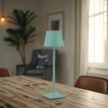 Portable Rechargeable LED Decorative Table Lamp, Touch Dimming, 3 Color Temperatures, Metal Minimalist Design, Square Base & Upright Lamp Body, Built-In Lithium Battery, USB Charging, Suitable For Bedside, Living Room, Study - Multicolor - View 9