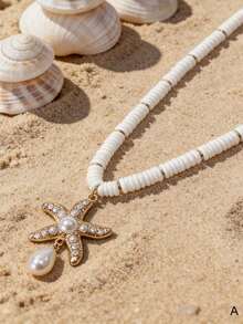 1 chiếc vòng cổ choker phong cách Boho với mặt dây chuyền hình sao biển, dây chuyền mặt dây chuyền điều chỉnh được, trang sức mùa hè cho kỳ nghỉ. - Nhiều màu - Xem 5