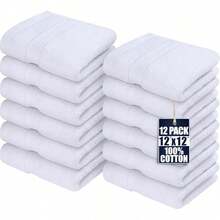 Utopia Towels 12 Pack Premium Wash Cloths Set, 12 By 12 Inches, 100% Cotton Ring Spun, Highly Absorbent And Soft Feel Essential Washcloths For Bathroom, Spa, Gym, And Face, Dark Brown - 白色 - 查看 4