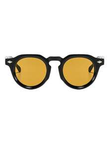 1 Pair Men's Black Round PC Frame Retro Solid Color Casual Outfit Personalized Street Style Vacation Fashion Glasses - Black - View 3