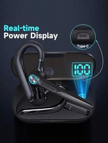 Auricular Bluetooth G3 inalámbrico con ENC, 60 horas de reproducción, auricular con cancelación de ruido de doble micrófono con estuche de carga LED de 400 mAh para negocios, oficina y camioneros (negro) - Ver 8