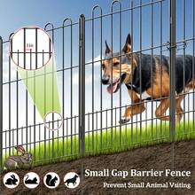 Tall Garden Fence Animal Barrier With Gate, 39.5in (H) X 11.5ft (L) 5 Panels Decorative Dog Fence Outdoor For Yard, Heavy Duty Metal Fence Border, Flower Bed, Easy Setup, Black - Black - 查看 3