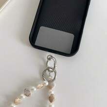 1 Set Handmade Antique Bronze Shell & Faux Pearl Beaded Long Lanyard, Minimalist Phone Strap, Crossbody Phone Chain, Bag Chain - Multicolor - View 5