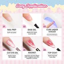 Beetles Fruit Magnet 6 Colors Cat Eye Gel Nail Polish Set, Spring Glitter Shades In Pink Purple Blue Yellow Green, Magnetic Shine Soak Off UV LED Gel, Salon & Home DIY Manicure Gifts For Women - 6 Colors Fruit Magnet - 查看 9