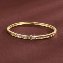 1pc Personalized Numeric Design Cubic Zirconia Inlaid Women Bracelet - Multicolor - View 6