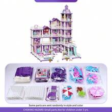 UINLE Baby Princess Castle Dollhouse DIY Assembly Toy Set, 2/3/4/5-Story Princess Villa, Including Bedroom, Kitchen, Swimming Pool And Other Functional Areas, Equipped With Glowing Pillars And Slide, An Ideal Choice For Holiday Gifts - Multicolor - View 13