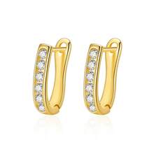 1 đôi bông tai bạc Sterling hình chữ U đính đá Zirconia dành cho nữ, kiểu dáng thời trang và đơn giản. - khuyên tai zircon hình chữ U - Xem 6