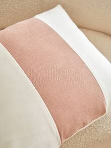 1pc Pink Chenille Striped Patchwork Throw Pillow Cover, Suitable For Indoor Decor, All Season Pillow Sham, Pillow Insert Not Included - Pink - View 6