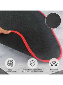 4pcs Universal Car Floor Mats Set, Front And Rear Carpets With Red Edging, Non-Slip Car Floor Mats, Sporty Car Interior Accessories, Suitable For Most Car Models - One Size - View 4