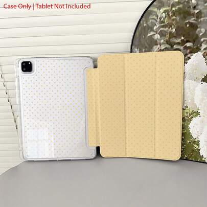 1pc Polka Dot Tri-Fold Tablet Protective Case With Pencil Slot And Multi-Angle Stand - Compatible With IPad 10.9"/10.2"/Air 5th/Pro 11"/10th/9.7"/Air 2/(7th)/(8th)/Air 4/5/Pro 11"/2022 10th 10.9" Smart Cover/Air 13(M3 2025)/Air 11(M3 2025)/11(A16 2025), Compatible With Galaxy Tab S10+/S9/A9, Compatible With Xiaomi Pad 5/5 Pro/6/6 Pro/7/7 Pro