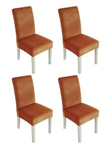 1 Stück-teilige oder 4-teilige Samt-Esszimmerstuhlbezüge - weich, waschbar, dehnbar und eng anliegend, schlichtes Design. Ideal für Esszimmerstühle, Bankettstühle und für Zuhause, Restaurant oder Party. Perfekt für Weihnachten und andere Feiertage. - Rötlich-braun - Übersicht 8