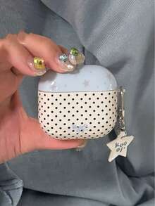 Ốp bảo vệ chấm bi xanh dương mùa hè, tương thích với 4, Pro, 3, 2, chất liệu silicon mềm mại dành cho tai nghe Bluetooth. - Xanh và trắng - Xem 3