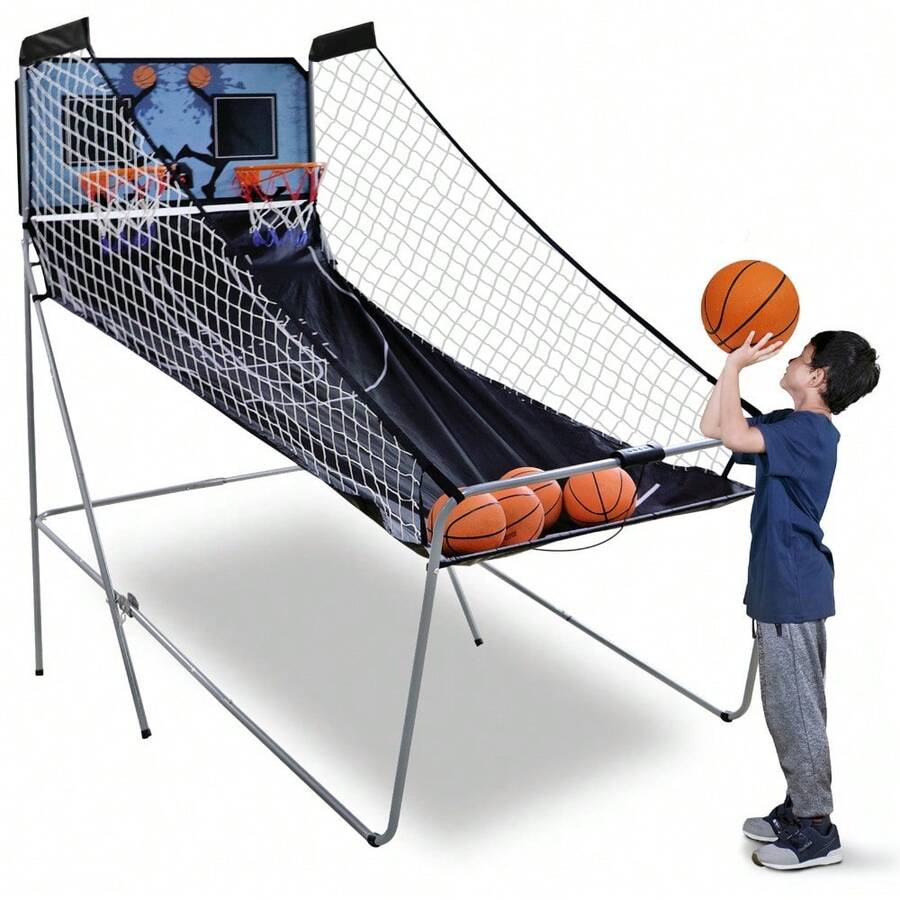 Indoor Basketball Arcade Game Dual Electronic Score Shooting 2 Players With 4 Balls - Default - View 1