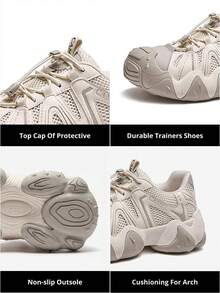 CAMEL CROWN 2025 รองเท้าเดินป่าผู้หญิงใหม่สำหรับฤดูร้อน, รองเท้าผ้าใบ Dad Ugly แบบลำลองระบายอากาศได้ดีสำหรับกิจกรรมกลางแจ้ง - สีครีม/สีเบจ - ดู 4