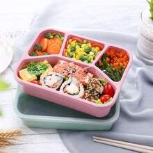 1pcs Lonchera reutilizable con tapa: Recipiente de plástico de alta calidad, ideal para guardar comida en la escuela, la oficina, camping y picnics. Lavar solo a mano. Ideal para la escuela, el trabajo y viajes. Forma rectangular. - Multicolor - Ver 2