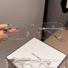 1pc Unisex Metal Frameless Multifunctional Minimalist Fashion Smooth Surface Glasses - Multicolor - View 2