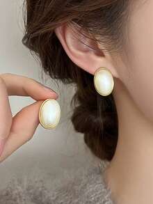 5对简约优雅几何扭结仿珍珠花朵耳环套装，适合日常、约会、休闲、度假佩戴 - 白色 - 查看 11