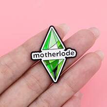 绿色钻石图案珐琅徽章游戏胸针翻领别针徽章背包服装配饰时尚珠宝礼品 - 綠色 - 查看 6