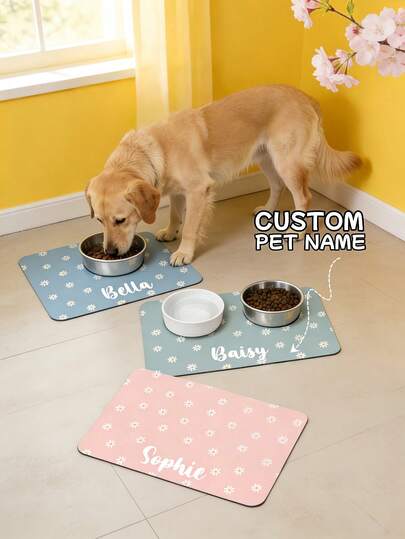 1PC Daisy Custom Dog Mat, Floral Personalized Pet Placemat, Cute Cat Mat, Custom Name Dog Pet Food Bowl Mat, Dog Cat Feeding Mat, New Puppy Gift, Personalized Dog Placemat, Dog Food Mat, Dog Bowl Mat, Dog Food Placemat, Customized Pet Mat, Custom Cat Food Mat, Cat Food Placemat – Easy To Clean – Ideal Gift For Pet Owners,Vacay Vibes,Outdoor Living Inspo ,Travel Organizer