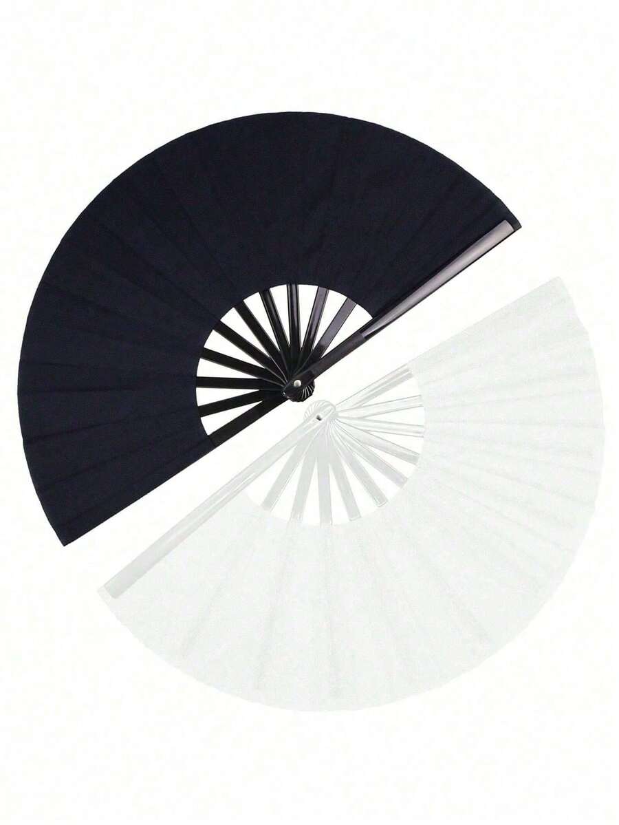 1-4把大号折叠手扇 - 武术扇 - 清凉手持折叠扇，女士手扇，可折叠 - 嘉年华扇 - 大号折叠扇 B | 尼龙复古风扇，适合中国功夫太极舞，圣诞礼物，最佳生日礼物 - 彩色 - 查看 1