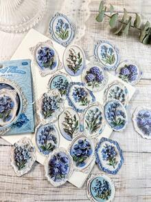 20pcs/Pack Vintage Embossed Floral Stickers, Handmade Wax Seal Style DIY Scrapbooking Decorative Stickers For Album, Diary Scrapbook Supplies - Pumice Flower Messenger - View 1
