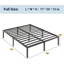 Allewie Queen Bed Frame, 12 Inch Metal Platform Beds With Storage Space, No Box Spring Required And Easy Assembly, White - 黑色 - 查看 3