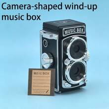Vintage Camera Shaped Wind-Up Music Box - Desktop Decor Prop For Photography, Holiday Gift, Retro Desktop Ornament - 2073 - View 4