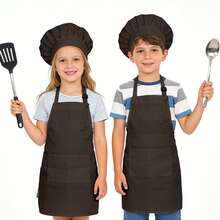 Bộ 2 tạp dề và mũ đầu bếp cho trẻ em, tạp dề trẻ em trai và gái có 2 túi điều chỉnh được, tạp dề vẽ tranh cho trẻ em, thích hợp cho lớp học nấu ăn, làm bánh, vẽ tranh, thủ công, nướng thịt, hoạt động DIY, tiệc tùng, dành cho trẻ từ 6-13 tuổi. - Nhiều màu - Xem 12