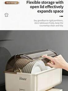 Giá đựng bát đĩa và dụng cụ nhà bếp đa năng có nắp đậy, tủ đựng đồ chống bụi và thoát nước. - Nhiều màu - Xem 1