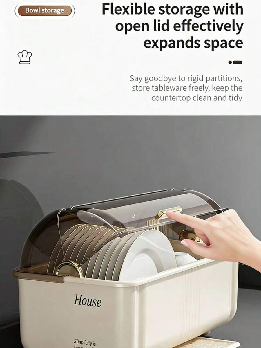 Giá đựng bát đĩa và dụng cụ nhà bếp đa năng có nắp đậy, tủ đựng đồ chống bụi và thoát nước. - Nhiều màu - Xem 1