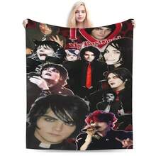 G-Gerard Way MCR Soft Blanket  Novelty Travel Office Throw Blanket Couch Chair Flannel Bedspread Sofa Bed Cover - 紅白色 - 查看 1