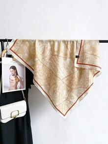 Khăn choàng lớn in họa tiết hoa điều và paisley cổ điển, chất liệu giả lụa satin sang trọng, phụ kiện cao cấp đa năng giúp tôn dáng và nâng tầm phong cách, món quà lý tưởng. - Nhiều màu - Xem 2