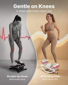 Rocking Steppers Exercise At Home,3D Motion Stair Stepper With Resistance Bands Full Body Workout& Low-Impact Balance Board, 330 LBS Loading Capacity Exercise Equipment YHPW - 白色 - 查看 10