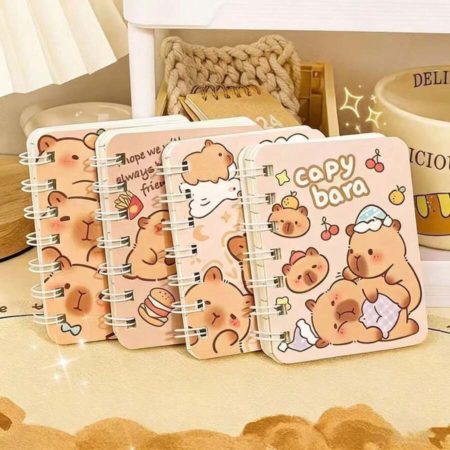 Sổ tay lò xo 1/4 hình chuột lang nước, thiết kế họa tiết chuột lang nước dễ thương, phong cách chủ đề động vật, lý tưởng làm quà tặng cho học sinh và nhân viên văn phòng, nhật ký, đồ dùng học tập, đồ dùng học đường (Kiểu ngẫu nhiên) - Nhiều màu - Xem 1